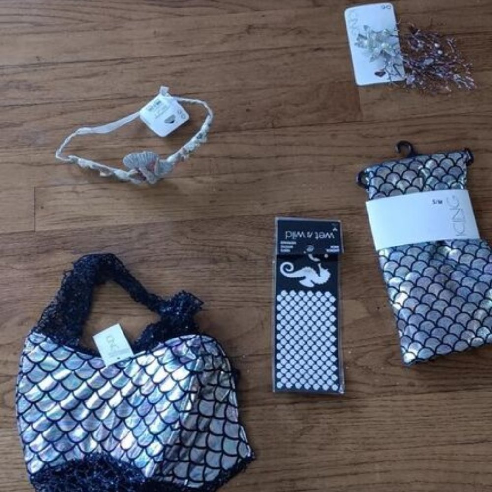 Mermaid Costume, With Stencil - Makeup and Headband, Brand New